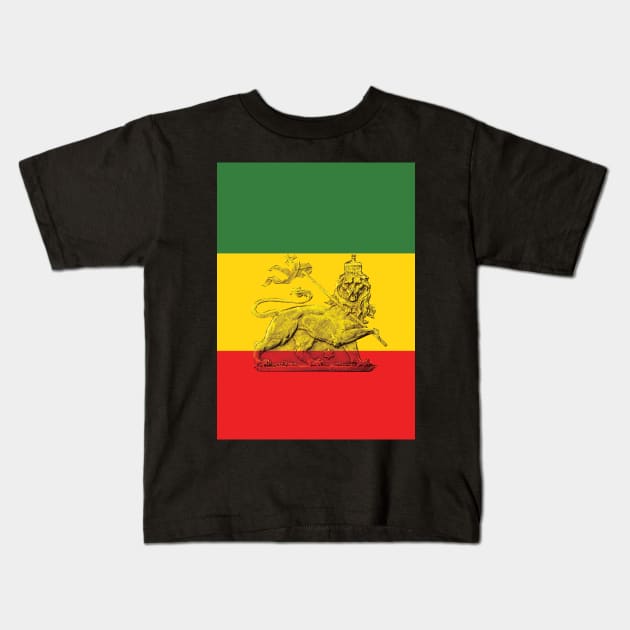 Lion of Judah Rasta Colours Kids T-Shirt by rastaseed